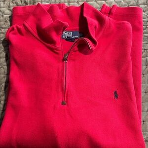 Polo Ralph Lauren red‎ ribbed long sleeveve quarter zip size 2XB
